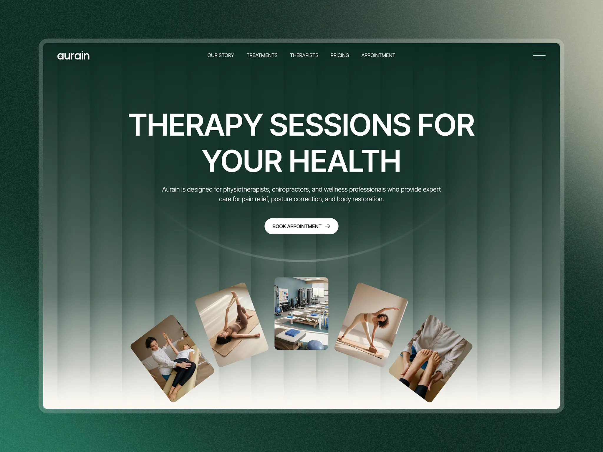 Aurain therapy clinic homepage design