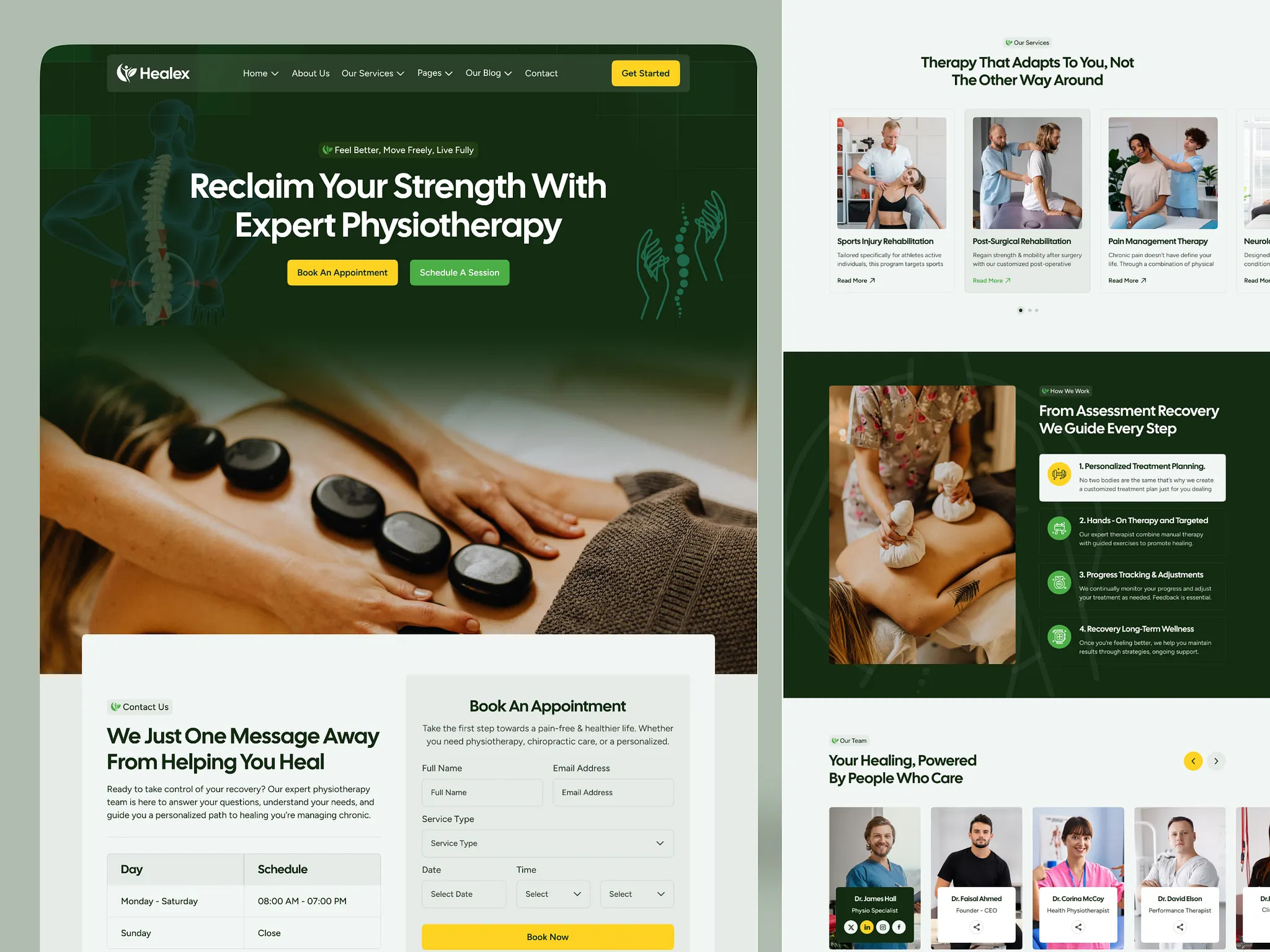 Hedex physiotherapy booking flow design