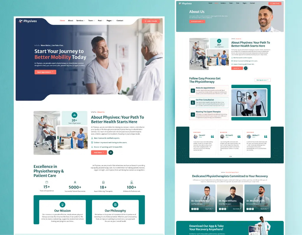 Physlex mobility-focused clinic homepage