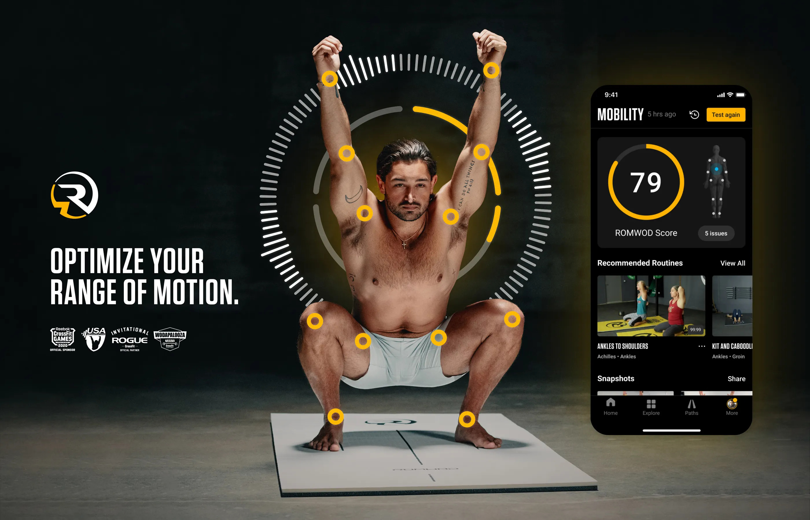 Range of motion tracking app interface design